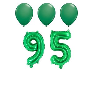 Number Ninety-Five 95 Green Balloon 32 Inch Foil Mylar Birthday Milestone 3 Green Latex Balloons
